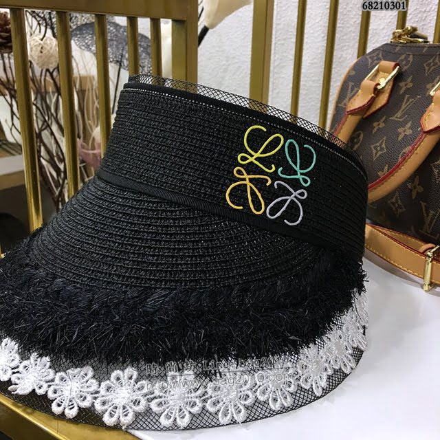 LOEWE女士帽子 羅意威蕾絲花邊空頂帽 Loewe草帽太陽帽  mm1000